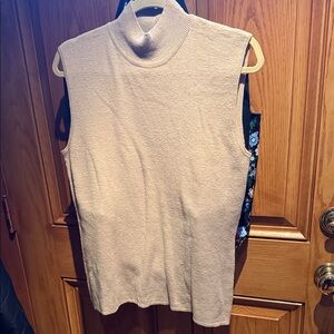 Chico's Beige Sleeveless Turtleneck Top